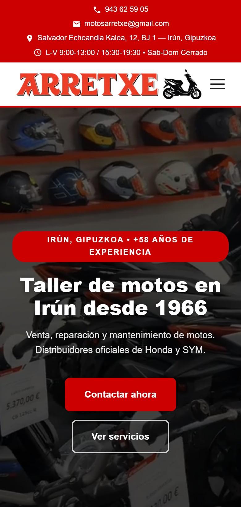 Captura móvil de Motos Arretxe